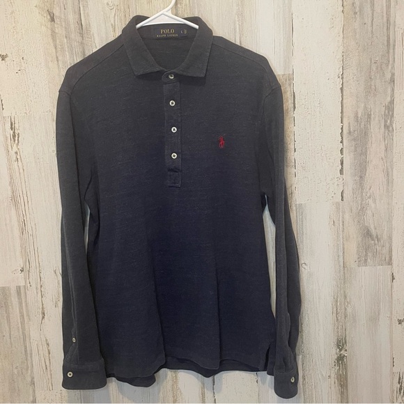 Polo Ralph Lauren Other - Polo Ralph Lauren Mens Long Sleeve Polo- Heathered Navy Red Pony size L